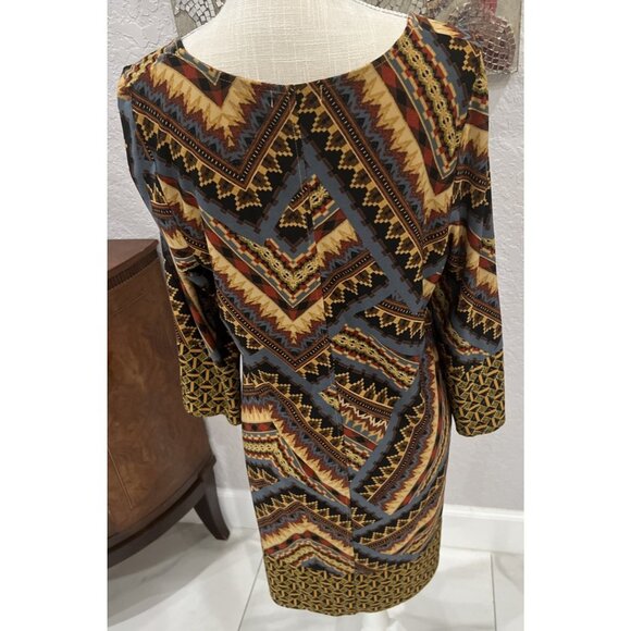 Live And Let Live Womens Geometric Multicolor Pattern Dress L - Picture 4 of 8